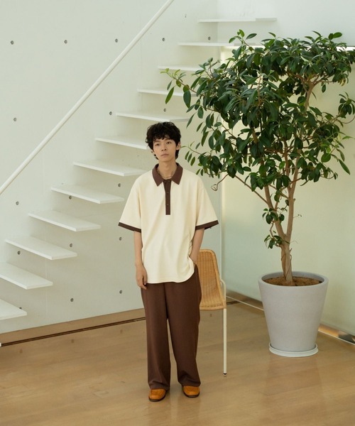skoool(スクール)の「バイカラーカノコポロシャツ/リンガーデザイン × 配色アクセント(Tシャツ/カットソー・メンズ・ネイビー/アイボリー・LARGE/MEDIUM/SMALL)」の13枚目の写真