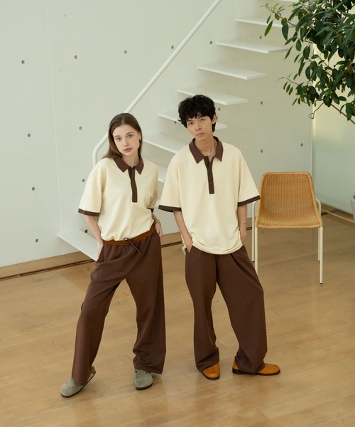 skoool(スクール)の「バイカラーカノコポロシャツ/リンガーデザイン × 配色アクセント(Tシャツ/カットソー・メンズ・ネイビー/アイボリー・LARGE/MEDIUM/SMALL)」の14枚目の写真