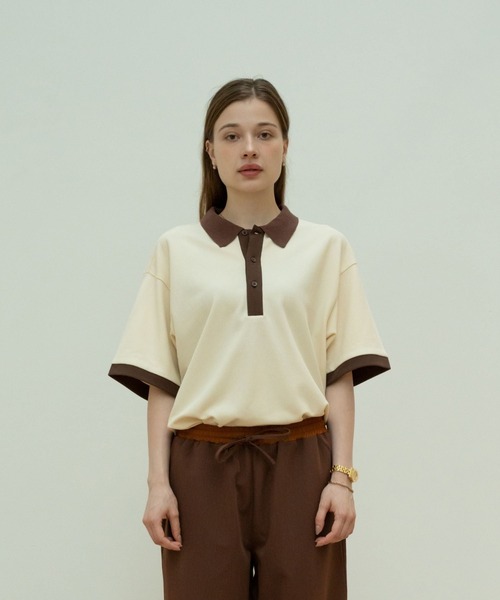 skoool(スクール)の「バイカラーカノコポロシャツ/リンガーデザイン × 配色アクセント(Tシャツ/カットソー・メンズ・ネイビー/アイボリー・LARGE/MEDIUM/SMALL)」の18枚目の写真
