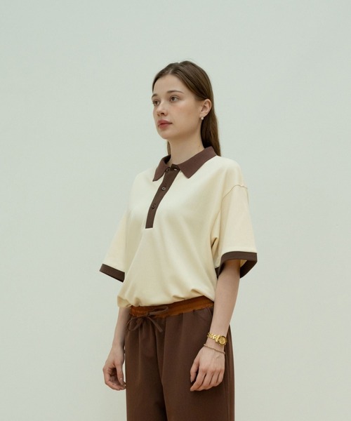 skoool(スクール)の「バイカラーカノコポロシャツ/リンガーデザイン × 配色アクセント(Tシャツ/カットソー・メンズ・ネイビー/アイボリー・LARGE/MEDIUM/SMALL)」の19枚目の写真