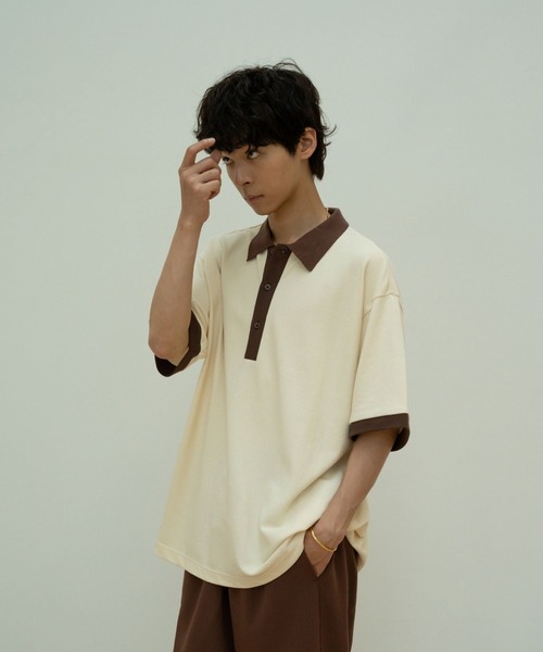 skoool(スクール)の「バイカラーカノコポロシャツ/リンガーデザイン × 配色アクセント(Tシャツ/カットソー・メンズ・ネイビー/アイボリー・LARGE/MEDIUM/SMALL)」の22枚目の写真