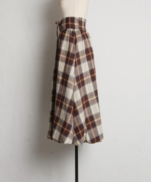 【ZOZO限定】チェック柄フロントレースアップバルーンスカート（スカート）｜tocco closet（トッコ クローゼット）