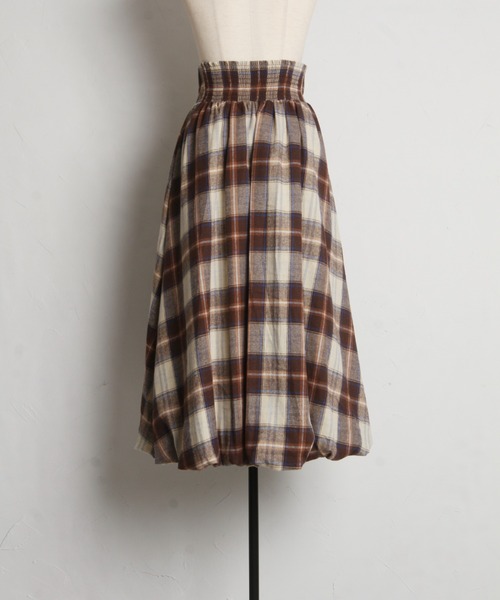 【ZOZO限定】チェック柄フロントレースアップバルーンスカート（スカート）｜tocco closet（トッコ クローゼット）