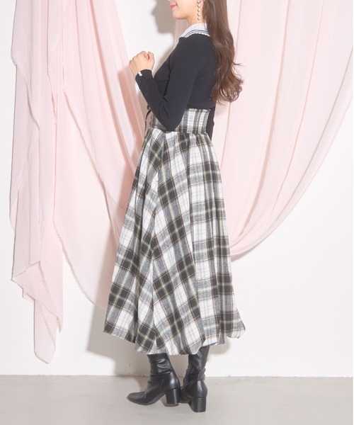 【ZOZO限定】チェック柄フロントレースアップバルーンスカート（スカート）｜tocco closet（トッコ クローゼット）