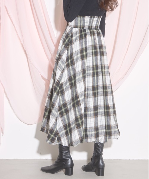 【ZOZO限定】チェック柄フロントレースアップバルーンスカート（スカート）｜tocco closet（トッコ クローゼット）