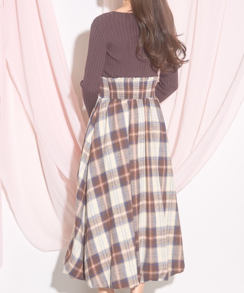 【ZOZO限定】チェック柄フロントレースアップバルーンスカート（スカート）｜tocco closet（トッコ クローゼット）