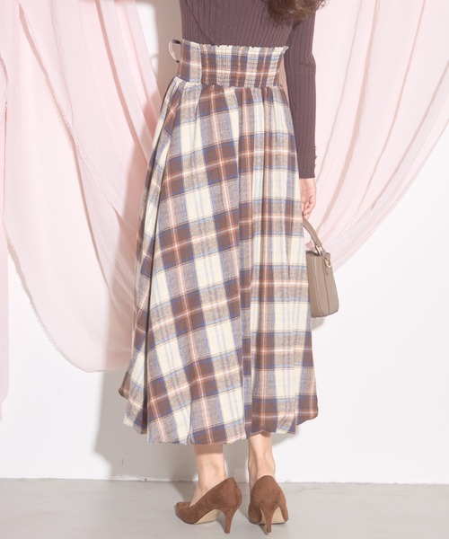 【ZOZO限定】チェック柄フロントレースアップバルーンスカート（スカート）｜tocco closet（トッコ クローゼット）