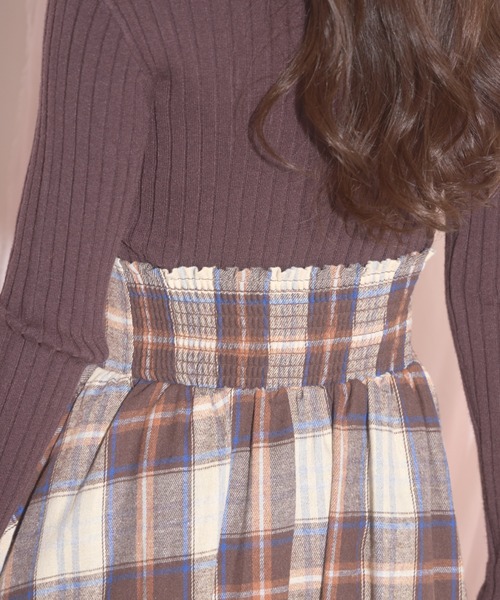 【ZOZO限定】チェック柄フロントレースアップバルーンスカート（スカート）｜tocco closet（トッコ クローゼット）