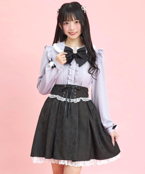 Secret Honey(シークレットハニー)の「ファートリミングブラウス(シャツ/ブラウス・レディース・ブラック/グレー・MEDIUM)」の13枚目の写真