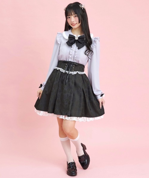 Secret Honey(シークレットハニー)の「ファートリミングブラウス(シャツ/ブラウス・レディース・ブラック/グレー・MEDIUM)」の14枚目の写真