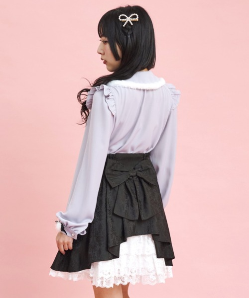 Secret Honey(シークレットハニー)の「ファートリミングブラウス(シャツ/ブラウス・レディース・ブラック/グレー・MEDIUM)」の12枚目の写真
