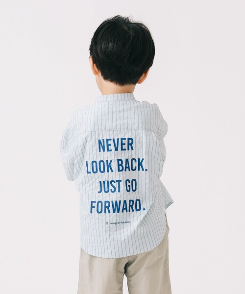 B:MING by BEAMS（ビーミングバイビームス）の「バックプリント ショートスリーブ バンドカラーシャツ 2025SS（100～140cm）（シャツ/ブラウス・キッズ・ベージュ/サックスブルー・130/120/140/110/100）」の2枚目の写真