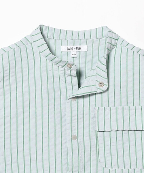 B:MING by BEAMS（ビーミングバイビームス）の「バックプリント ショートスリーブ バンドカラーシャツ 2025SS（100～140cm）（シャツ/ブラウス・キッズ・ベージュ/サックスブルー・130/120/140/110/100）」の15枚目の写真