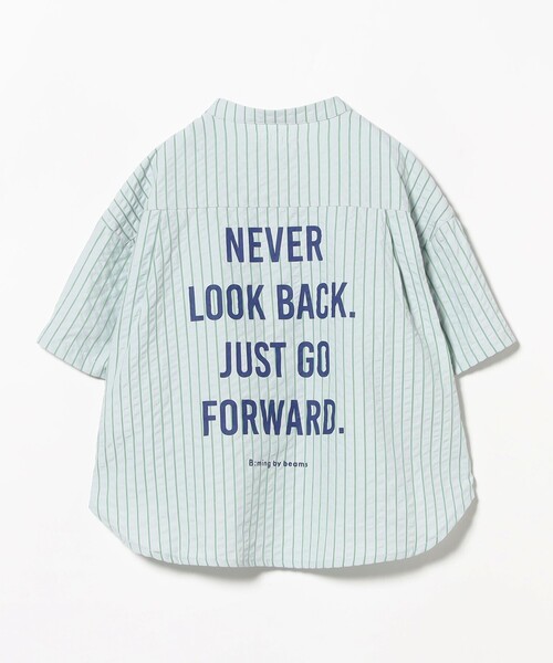 B:MING by BEAMS（ビーミングバイビームス）の「バックプリント ショートスリーブ バンドカラーシャツ 2025SS（100～140cm）（シャツ/ブラウス・キッズ・ベージュ/サックスブルー・130/120/140/110/100）」の18枚目の写真