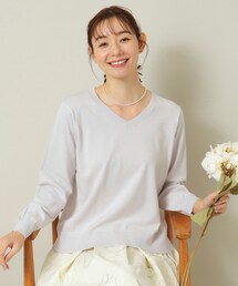 ITS'DEMO | 【通勤／薄手／手洗い可】ラメVネック天竺ニット(ニット/セーター)