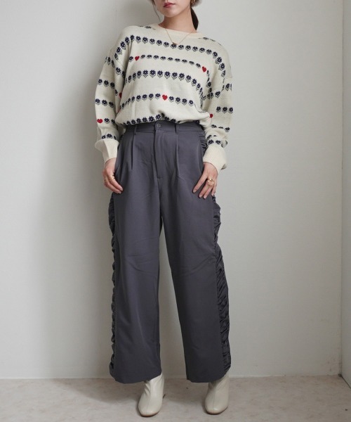 サイドギャザーフリルパンツ（その他パンツ）｜Emma（SELECT LEVERY）（エマ セレクトリベリー） 7,980円