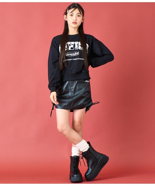 セール】フェイクレザー シャーリング ミニスカート（スカート）｜ANAP