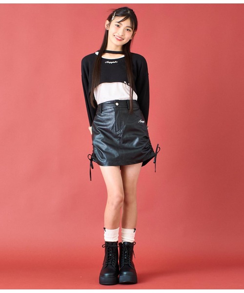 セール】フェイクレザー シャーリング ミニスカート（スカート）｜ANAP