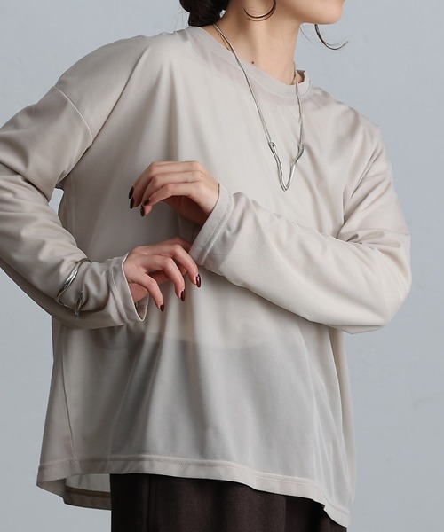 COLONY 2139(コロニートゥーワンスリーナイン)の「シアー長袖Tシャツ(Tシャツ/カットソー・レディース・ホワイト/ベージュ/ブラック/グレイッシュベージュ・FREE)」の4枚目の写真
