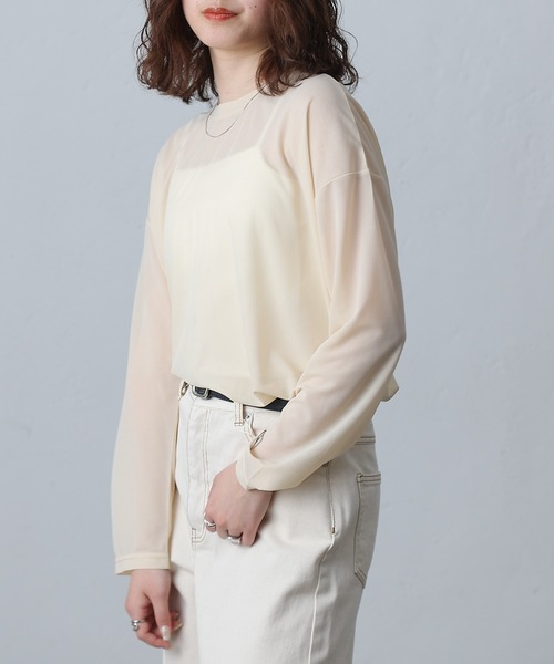 COLONY 2139(コロニートゥーワンスリーナイン)の「シアー長袖Tシャツ(Tシャツ/カットソー・レディース・ホワイト/ベージュ/ブラック/グレイッシュベージュ・FREE)」の7枚目の写真