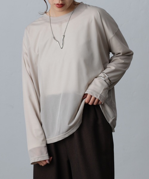 COLONY 2139(コロニートゥーワンスリーナイン)の「シアー長袖Tシャツ(Tシャツ/カットソー・レディース・ホワイト/ベージュ/ブラック/グレイッシュベージュ・FREE)」の15枚目の写真