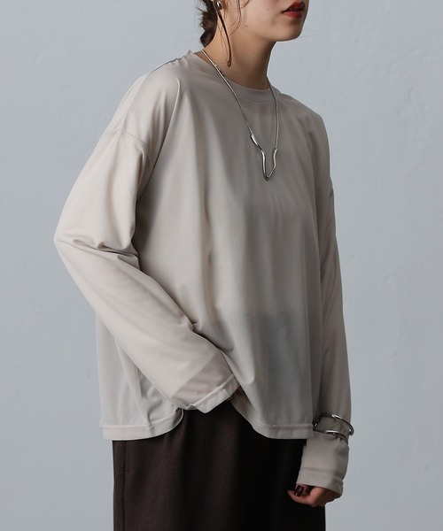 COLONY 2139(コロニートゥーワンスリーナイン)の「シアー長袖Tシャツ(Tシャツ/カットソー・レディース・ホワイト/ベージュ/ブラック/グレイッシュベージュ・FREE)」の16枚目の写真