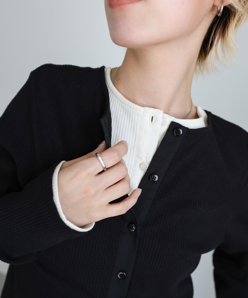 select MOCA（セレクトモカ）の「2WAYボタンデザインリブトップス（Tシャツ/カットソー・レディース・グレー/ブラック/アイボリー/ブラック系その他・FREE）」の22枚目の写真