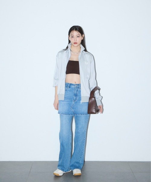 emmi（エミ）の「スカートレイヤードセミフレアパンツ（その他パンツ・レディース・ベージュ/インディゴブルー・0/1）」の2枚目の写真