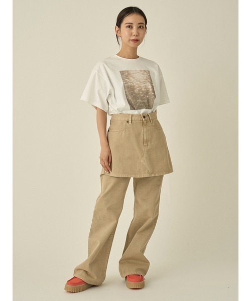 emmi（エミ）の「スカートレイヤードセミフレアパンツ（その他パンツ・レディース・ベージュ/インディゴブルー・0/1）」の7枚目の写真