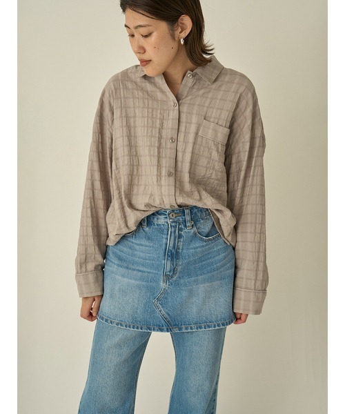 emmi（エミ）の「スカートレイヤードセミフレアパンツ（その他パンツ・レディース・ベージュ/インディゴブルー・0/1）」の5枚目の写真