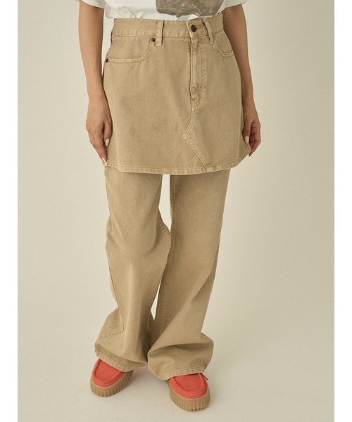 emmi（エミ）の「スカートレイヤードセミフレアパンツ（その他パンツ・レディース・ベージュ/インディゴブルー・0/1）」の8枚目の写真