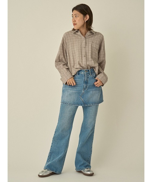 emmi（エミ）の「スカートレイヤードセミフレアパンツ（その他パンツ・レディース・ベージュ/インディゴブルー・0/1）」の19枚目の写真