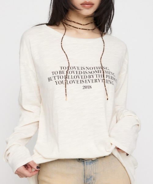 LAGUA GEM（ラグアジェム）の「LOOSEY PRINT LONG SLEEVE Tシャツ（Tシャツ/カットソー・レディース・ベージュ/アイボリー/ブラック・FREE）」の2枚目の写真