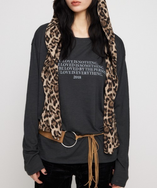 LAGUA GEM（ラグアジェム）の「LOOSEY PRINT LONG SLEEVE Tシャツ（Tシャツ/カットソー・レディース・ベージュ/アイボリー/ブラック・FREE）」の3枚目の写真