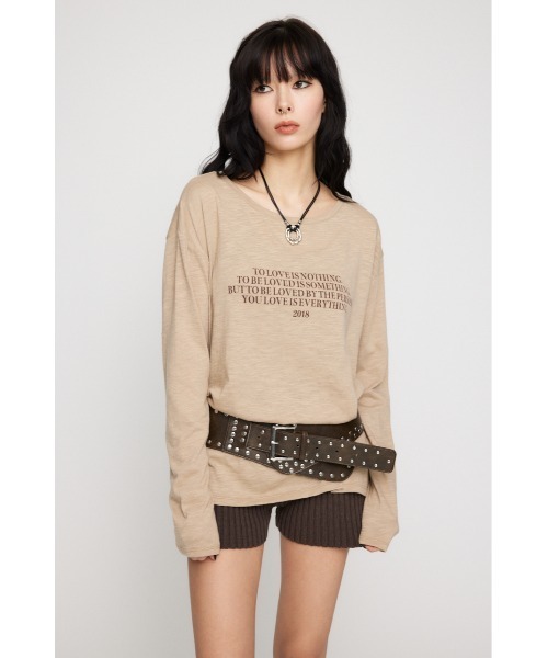 LAGUA GEM（ラグアジェム）の「LOOSEY PRINT LONG SLEEVE Tシャツ（Tシャツ/カットソー・レディース・ベージュ/アイボリー/ブラック・FREE）」の5枚目の写真