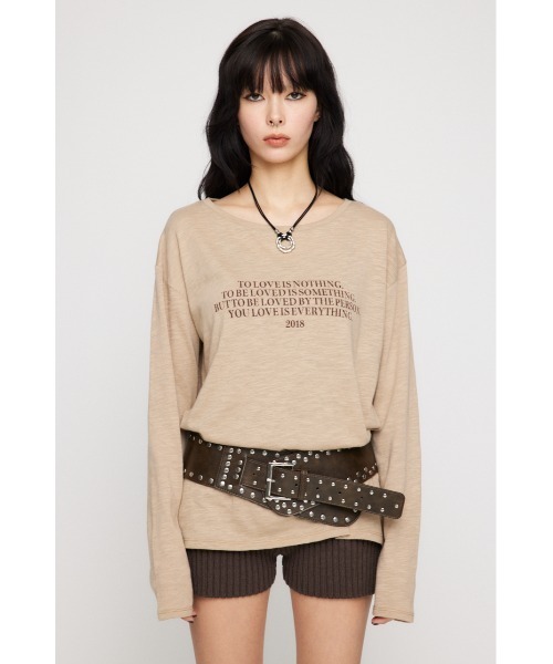LAGUA GEM（ラグアジェム）の「LOOSEY PRINT LONG SLEEVE Tシャツ（Tシャツ/カットソー・レディース・ベージュ/アイボリー/ブラック・FREE）」の4枚目の写真