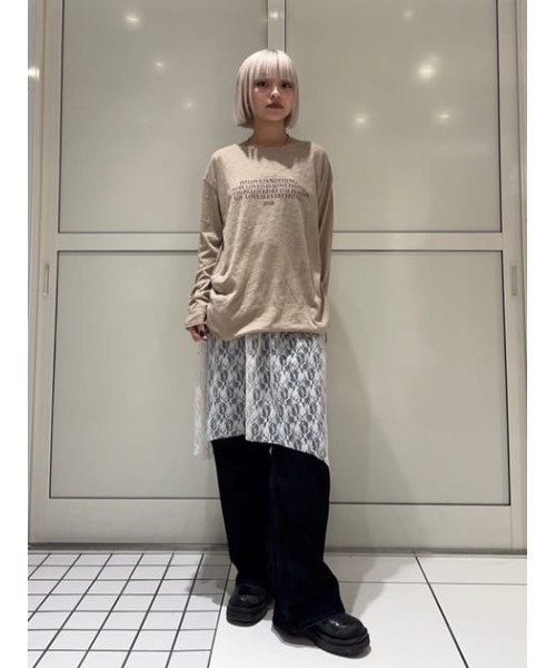 LAGUA GEM（ラグアジェム）の「LOOSEY PRINT LONG SLEEVE Tシャツ（Tシャツ/カットソー・レディース・ベージュ/アイボリー/ブラック・FREE）」の14枚目の写真