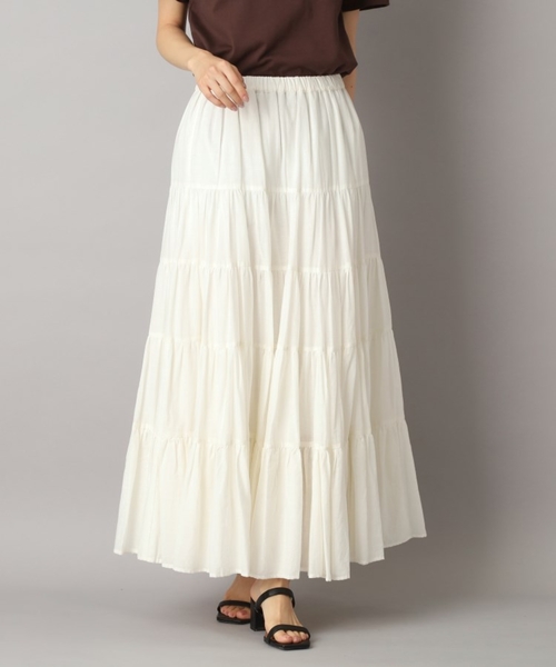 DRESSTERIOR（ドレステリア）の「【大人百花春号掲載 モデル美香さん着用】洗える/コットンボイルティアードスカート（スカート・レディース・スミクロ/ブルー系その他/オフホワイト・34/36/38/40）」の7枚目の写真