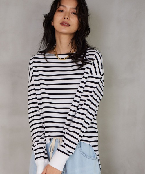 BARNYARDSTORM（バンヤードストーム）の「BARNYARDSTORM / ラウンドヘムボーダーロンT（Tシャツ/カットソー・レディース・オフホワイト/レッド/ホワイト・FREE）」の4枚目の写真