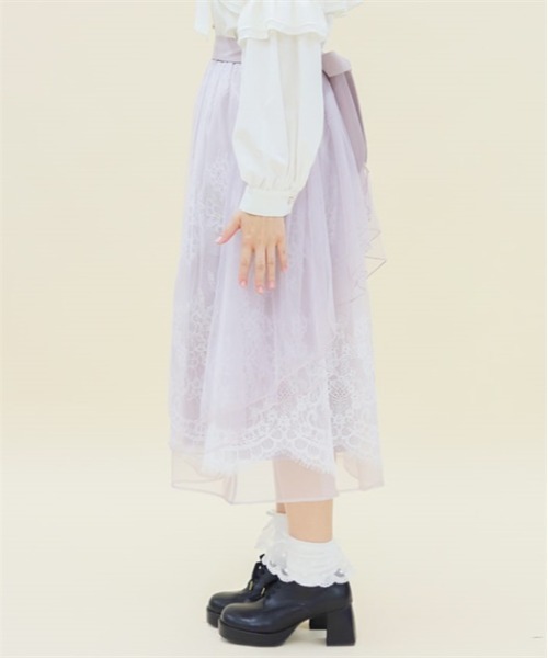 axes femme POETIQUE（アクシーズファムポエティック）の「バックフリルチュールスカート（スカート・レディース・ピンク/イエロー/グリーン・MEDIUM）」の5枚目の写真