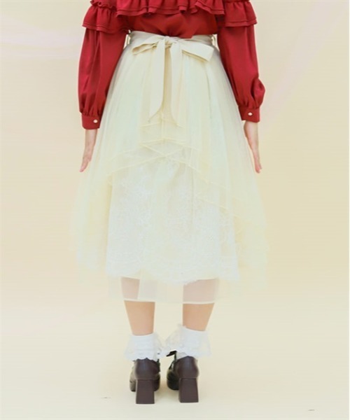 axes femme POETIQUE（アクシーズファムポエティック）の「バックフリルチュールスカート（スカート・レディース・ピンク/イエロー/グリーン・MEDIUM）」の8枚目の写真