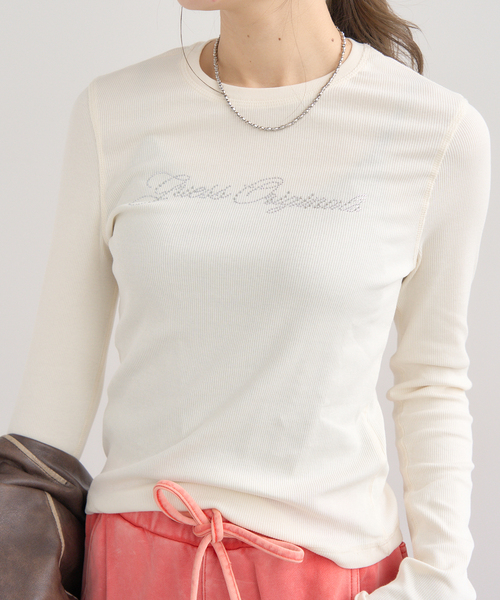 JOINT WORKS(ジョイントワークス)の「GUESS/ゲス GO RHINESTONE LONG SLEEVE TOP(Tシャツ/カットソー・レディース・ホワイト/ボルドー/ブラック・MEDIUM)」の12枚目の写真