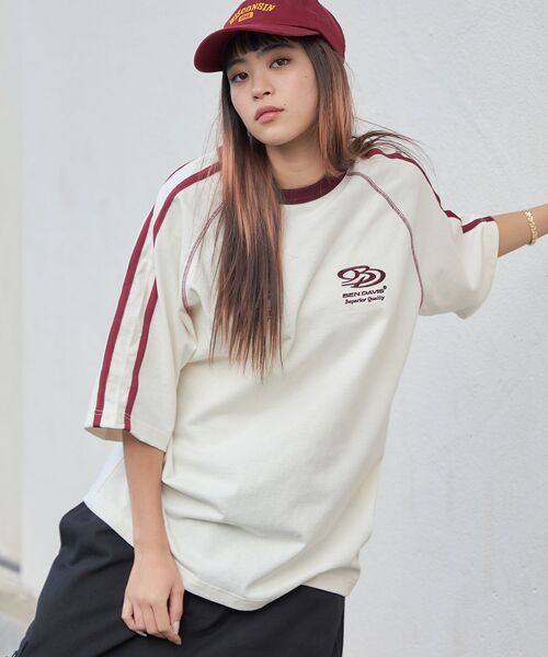 BEN DAVIS(ベンデイビス)の「【BEN DAVIS(ベンデイビス)】SIDE STRIPE TEAM TEE / Tシャツ 半袖 ゲームシャツ ブロークコア ラグラン クルーネック(Tシャツ/カットソー・メンズ・オフホワイト/ブラック/ホワイト/ネイビー・MEDIUM/LARGE/X-LARGE)」の13枚目の写真