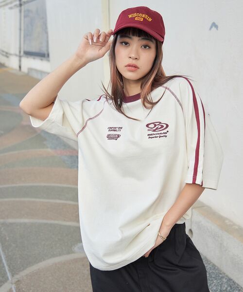 BEN DAVIS(ベンデイビス)の「【BEN DAVIS(ベンデイビス)】SIDE STRIPE TEAM TEE / Tシャツ 半袖 ゲームシャツ ブロークコア ラグラン クルーネック(Tシャツ/カットソー・メンズ・オフホワイト/ブラック/ホワイト/ネイビー・MEDIUM/LARGE/X-LARGE)」の17枚目の写真