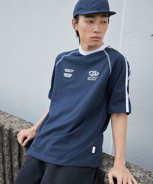 BEN DAVIS(ベンデイビス)の「【BEN DAVIS(ベンデイビス)】SIDE STRIPE TEAM TEE / Tシャツ 半袖 ゲームシャツ ブロークコア ラグラン クルーネック(Tシャツ/カットソー・メンズ・オフホワイト/ブラック/ホワイト/ネイビー・MEDIUM/LARGE/X-LARGE)」の18枚目の写真