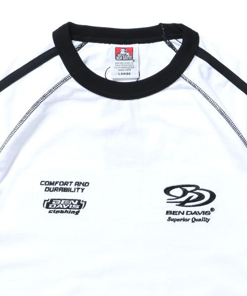 BEN DAVIS(ベンデイビス)の「【BEN DAVIS(ベンデイビス)】SIDE STRIPE TEAM TEE / Tシャツ 半袖 ゲームシャツ ブロークコア ラグラン クルーネック(Tシャツ/カットソー・メンズ・オフホワイト/ブラック/ホワイト/ネイビー・MEDIUM/LARGE/X-LARGE)」の7枚目の写真