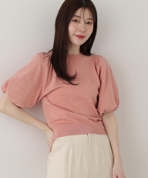 PROPORTION BODY DRESSING（プロポーションボディドレッシング）の「パール付きバルーン袖ニット / 1215170310（ニット/セーター・レディース・ベージュ/ピンク/ブルー・FREE）」の3枚目の写真