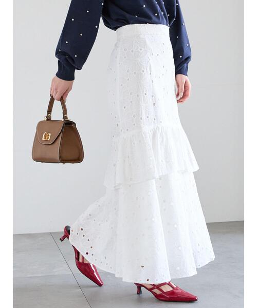 Te chichi（テチチ）の「レースロングスカート（スカート・レディース・オフホワイト/サックスブルー・F）」の2枚目の写真