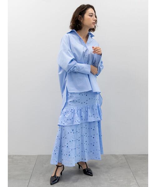 Te chichi（テチチ）の「レースロングスカート（スカート・レディース・オフホワイト/サックスブルー・F）」の3枚目の写真