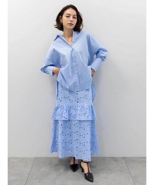 Te chichi（テチチ）の「レースロングスカート（スカート・レディース・オフホワイト/サックスブルー・F）」の4枚目の写真